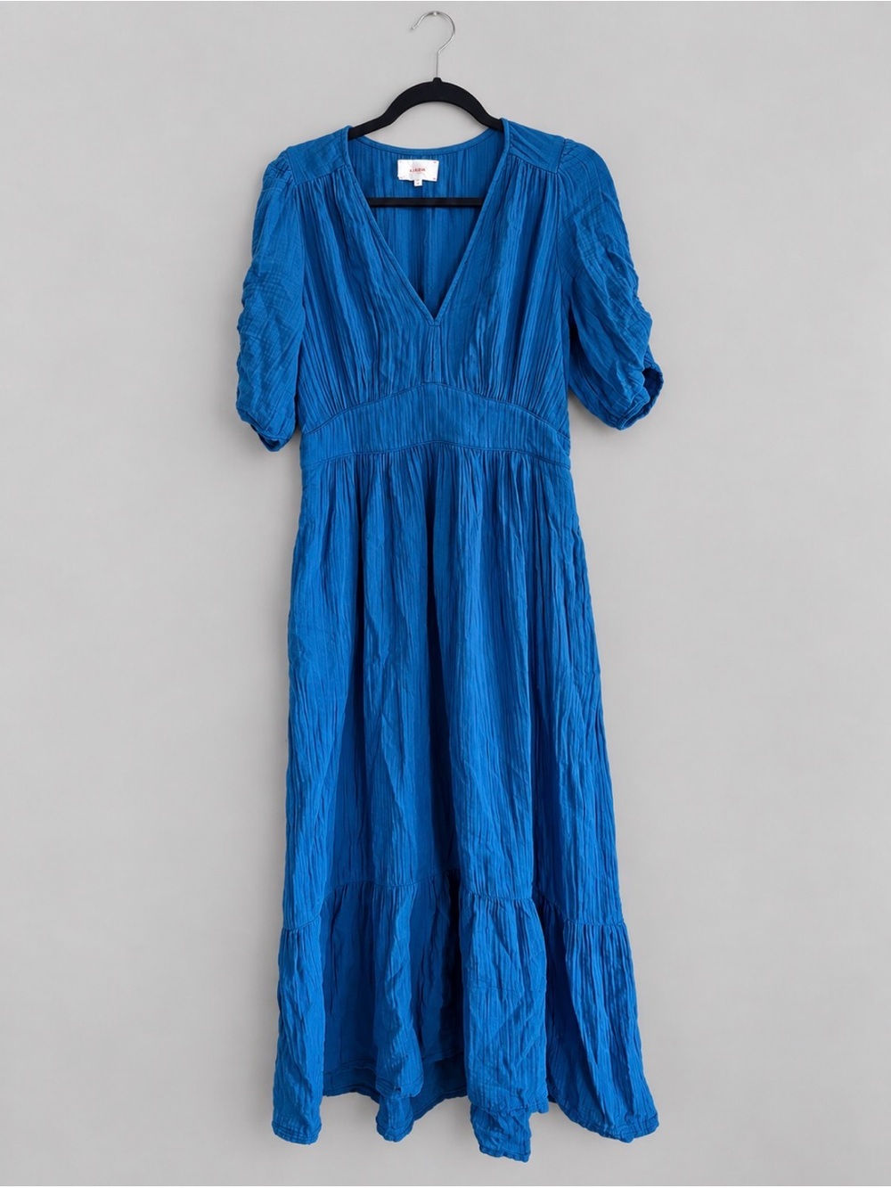 Xirena Mila Cotton Empire Midi Dress Blue Medium